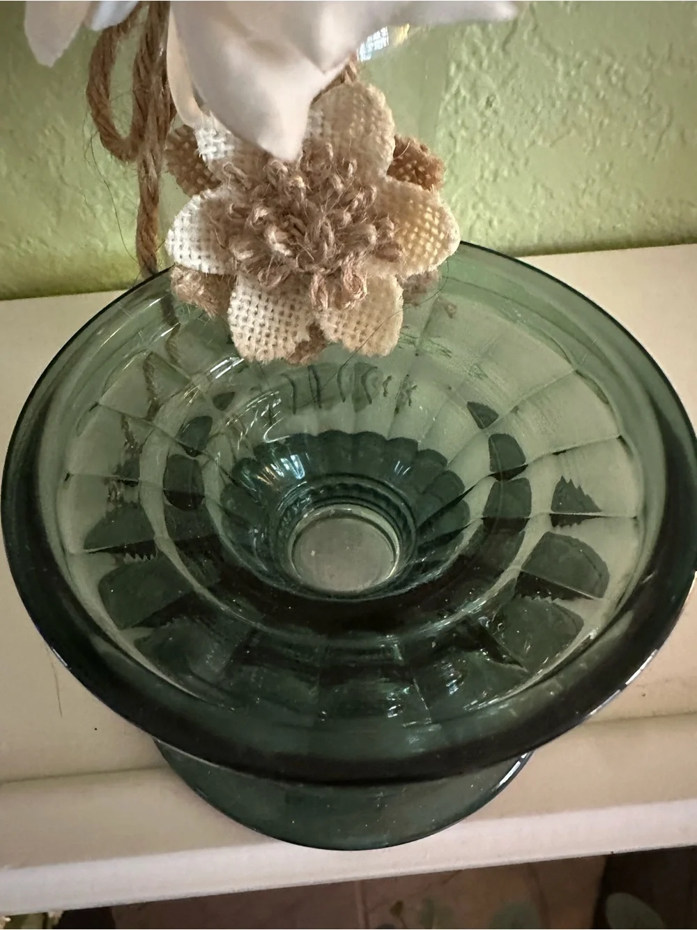 Bath & Body Works Dark Green Glass Pedestal Vase